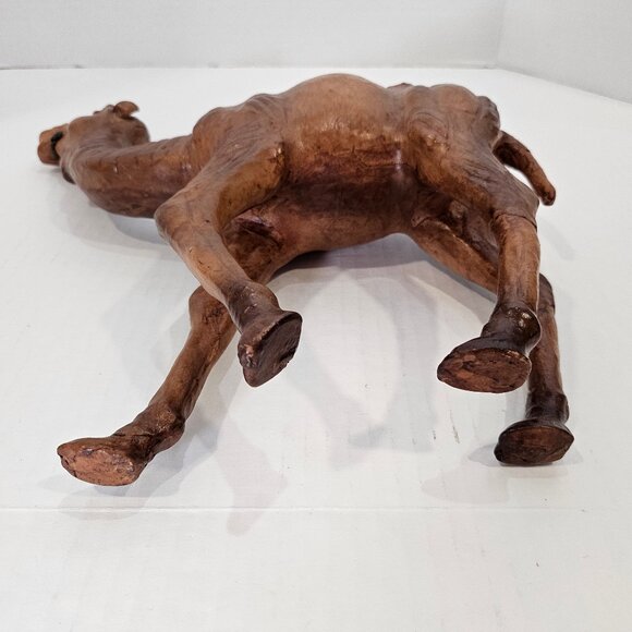 Mid Century Vintage Leather Wrapped Decorative Camel Figure 11 " X 13 " - Picture 7 of 9